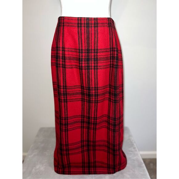 Women’s Vintage Red Plaid Maxi Skirt 10P - Picture 1 of 7